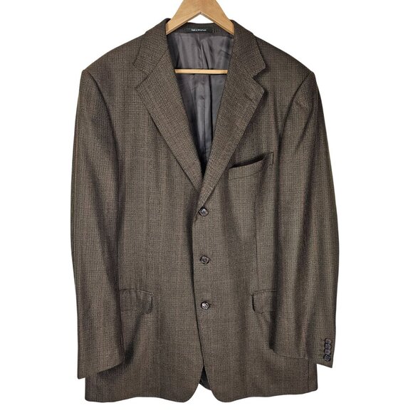 Ermenegildo Zegna Blazer Jacket 15 Milmil 15 Wool 46L Brown Check Ivy League - Picture 1 of 13